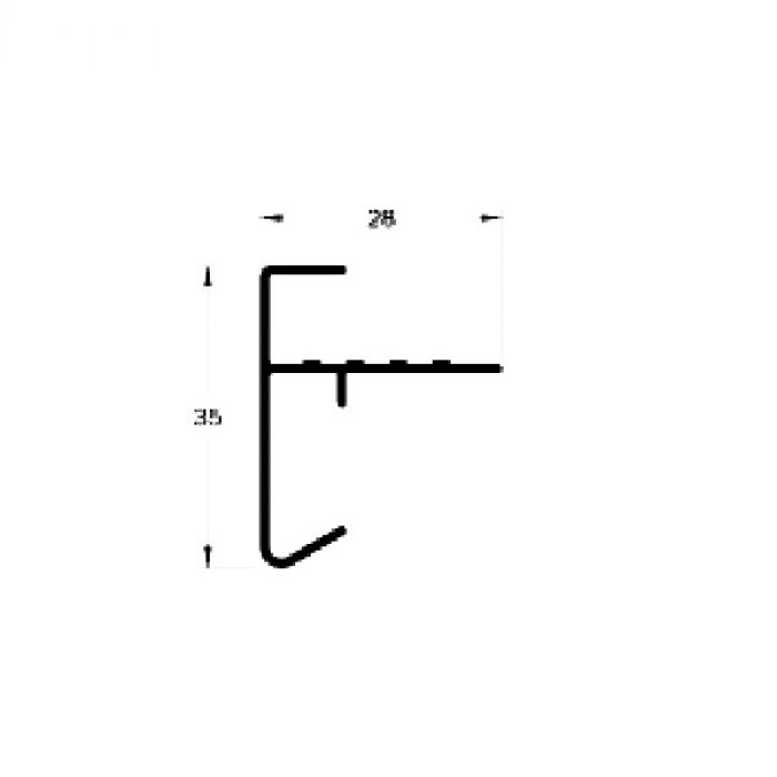 Aluminium Binnenhoek Zwart, RAL9005 35 x 28 x 500mm