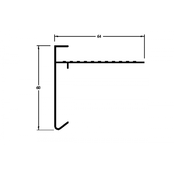 Aluminium Buitenhoek Zwart RAL9005 - 60 x 64 x 500 mm